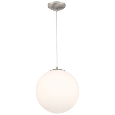 Access Lighting Pearl, Pendant, Brushed Steel Finish, Opal Glass 23944-BS/OPL